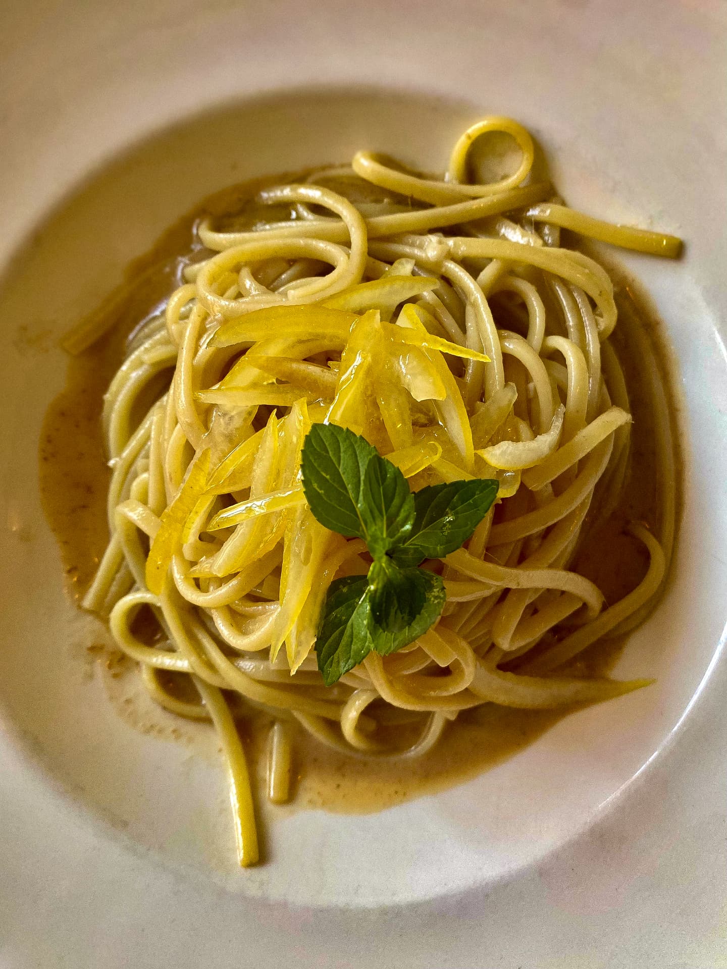 Lemon pasta with fresh mint